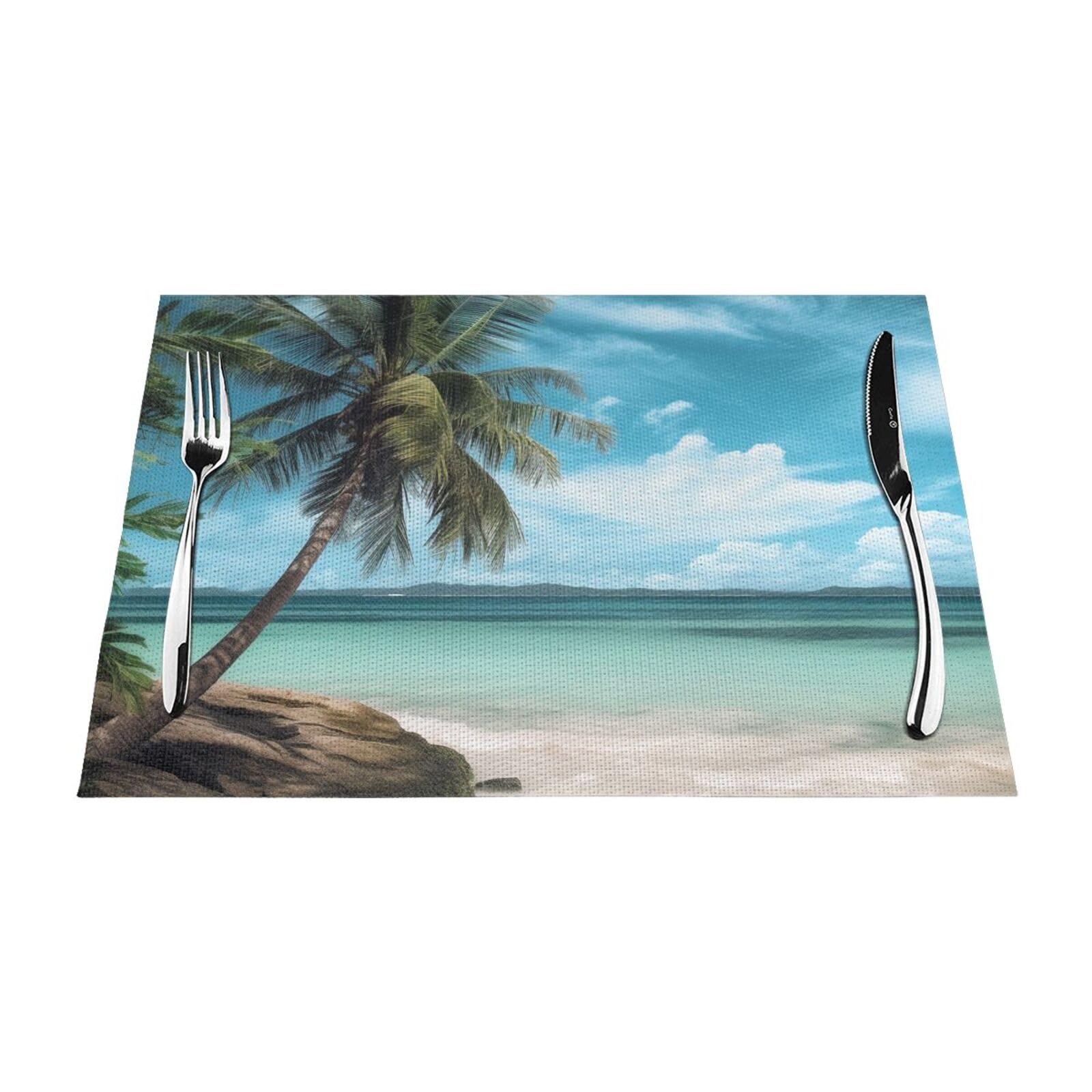 Set de table en PVC pour repas en terrasse ambiance plage lot de 6 dessous de plat thermorésistants