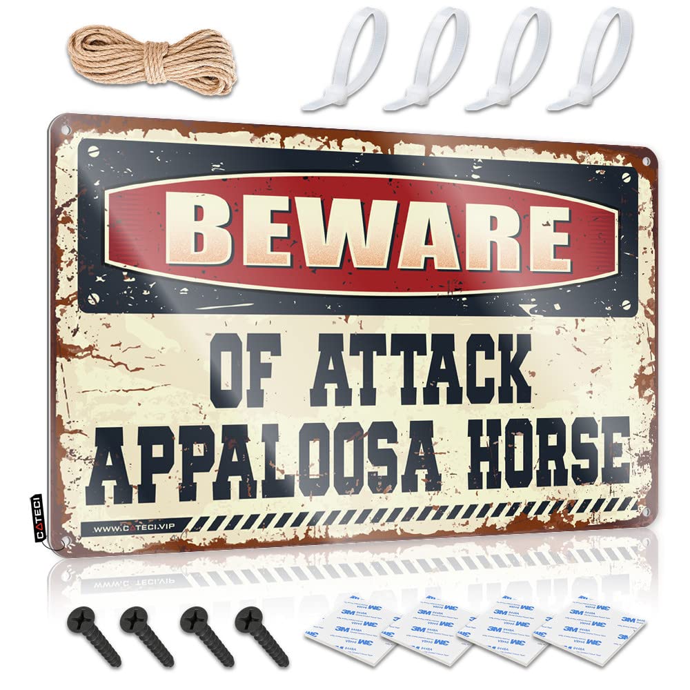 Fzfn Colour Plaques Rubber Ready To Hang - Beware Of Attack Appaloosa Horse Essentials For Drive(30X40cm)