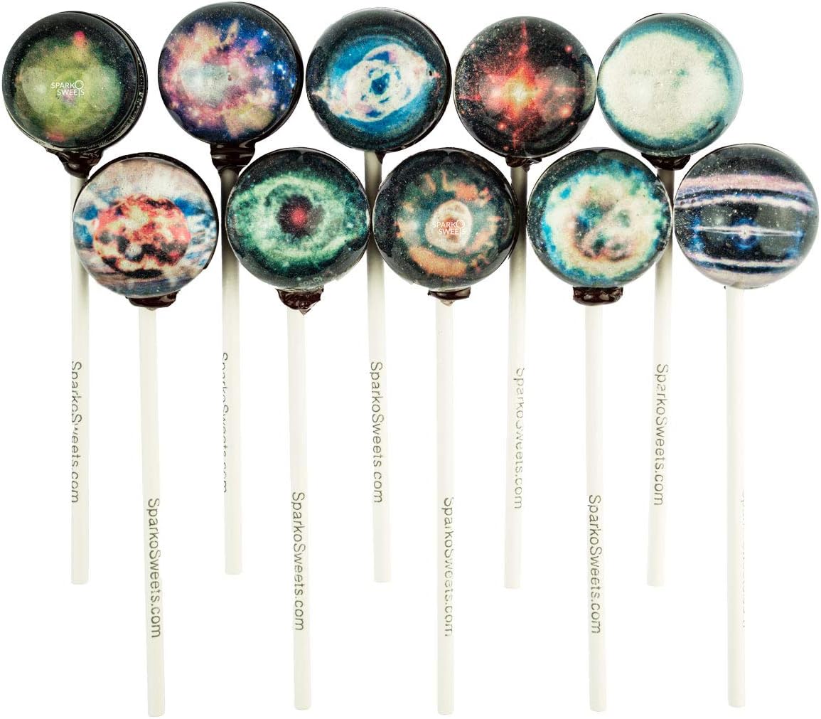 Sparko Sweets Galaxy Lollipops Supernova Collection Space Candy Guava, Strawberry, Grape, Melon, Strawberry Kiwi 10