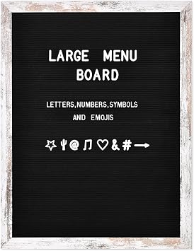 Large Black Felt Letter Board, 24 x 30 inches Changeable Letter Board with Letters, Numbers & Symbols, Wood Frame Black Felt Menu Board for RestaurantZMB-6080-1P