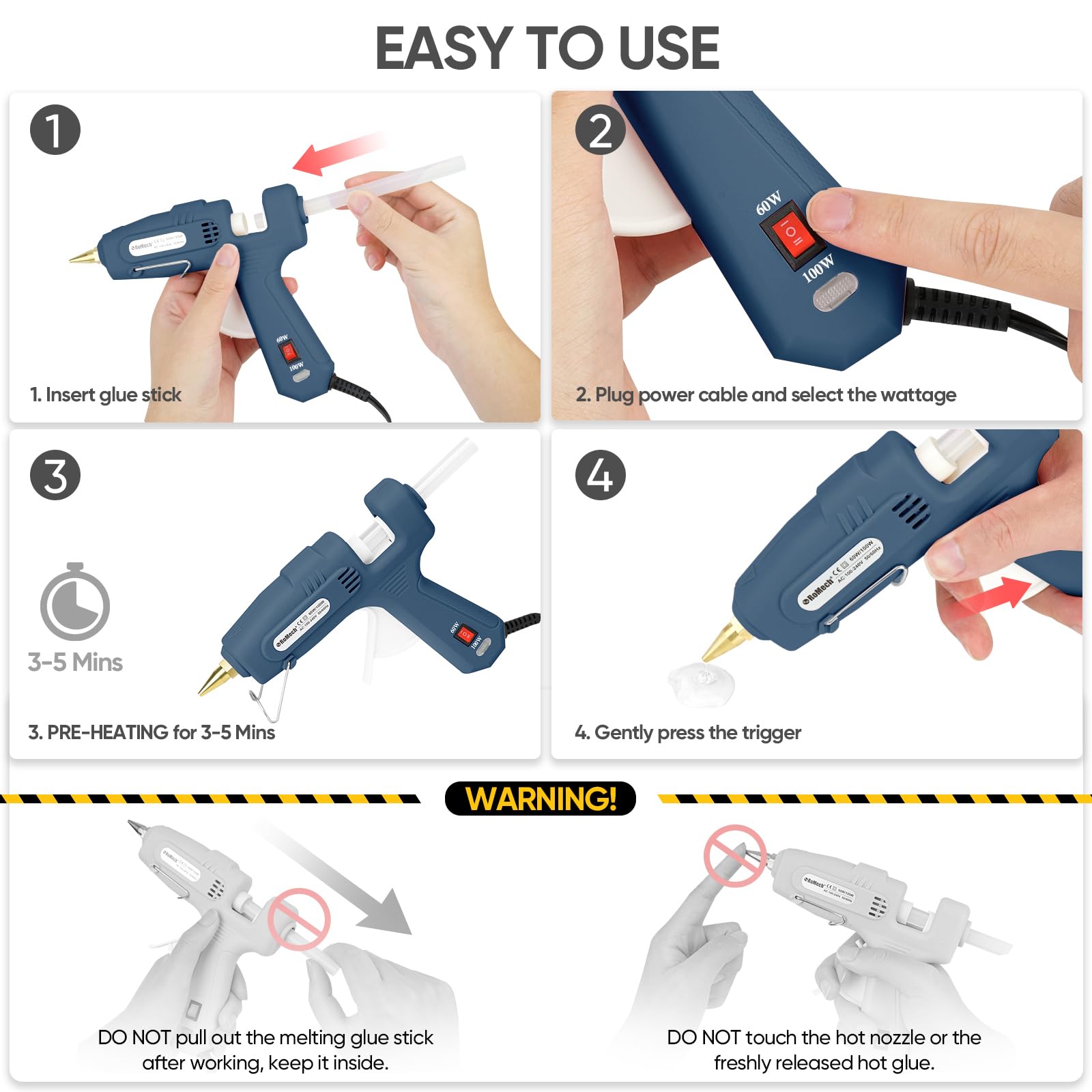 ROMECH Dual Temp Hot Glue Gun - 60/100W -6