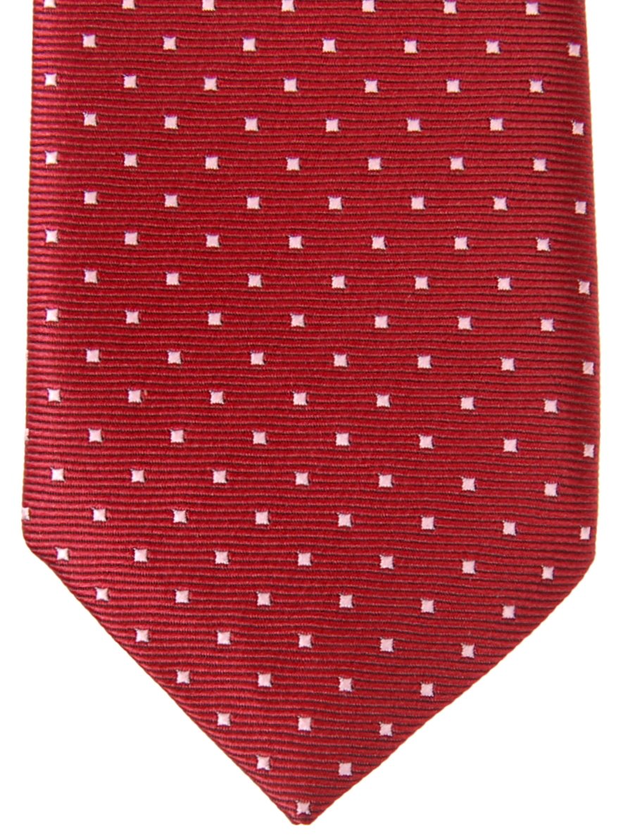Retreez Pin Dots Woven Microfiber Pre-tied Boy's Tie - Red Wine with Pink Pin Dots - 4-7 years