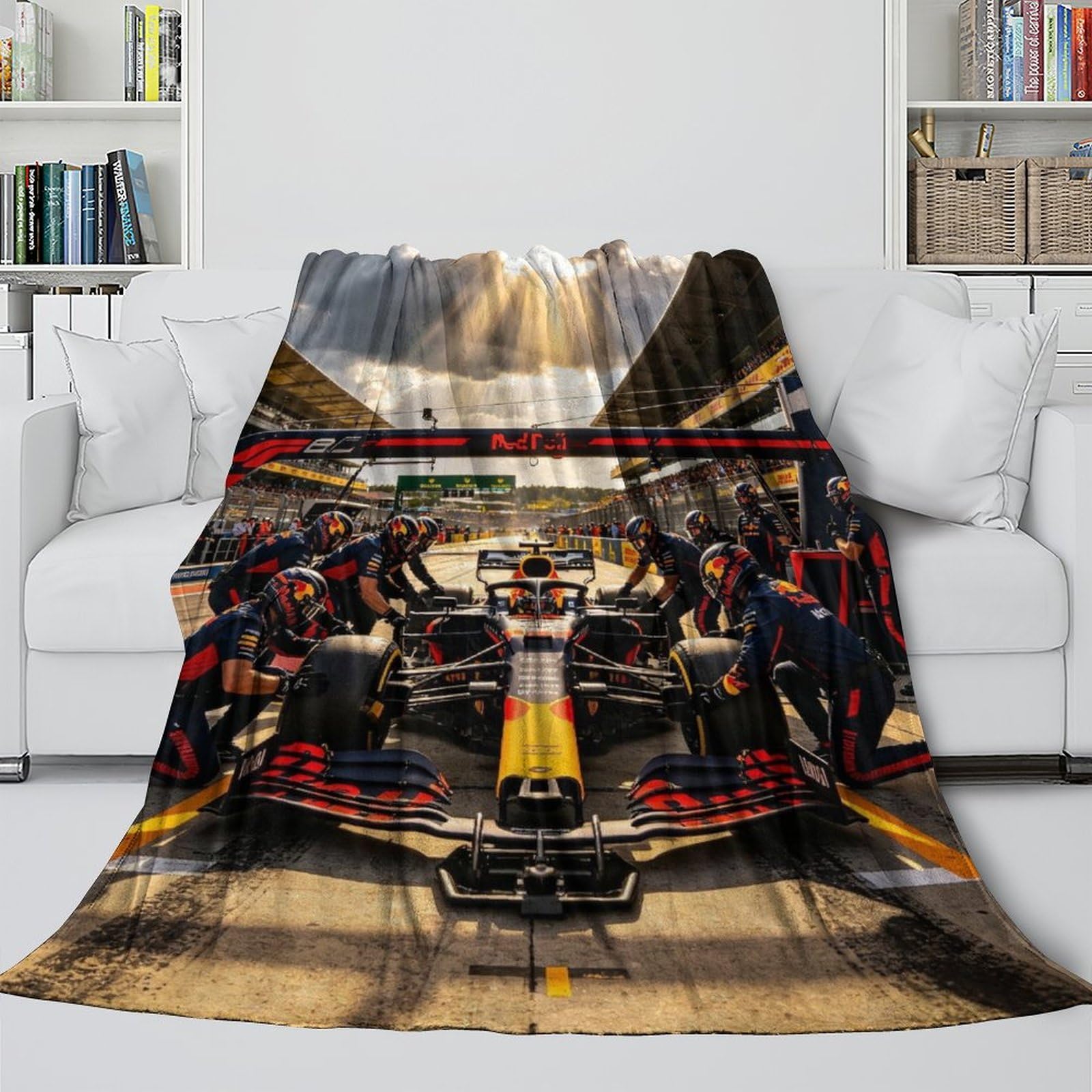 60x80 cali (150 x 200 cm) Pokrowiec Formulaa Racing 340 GSM, miękka, lekka i oddychająca kołdra na wszystkie pory roku Pit Stop Koc polarowy podróżny