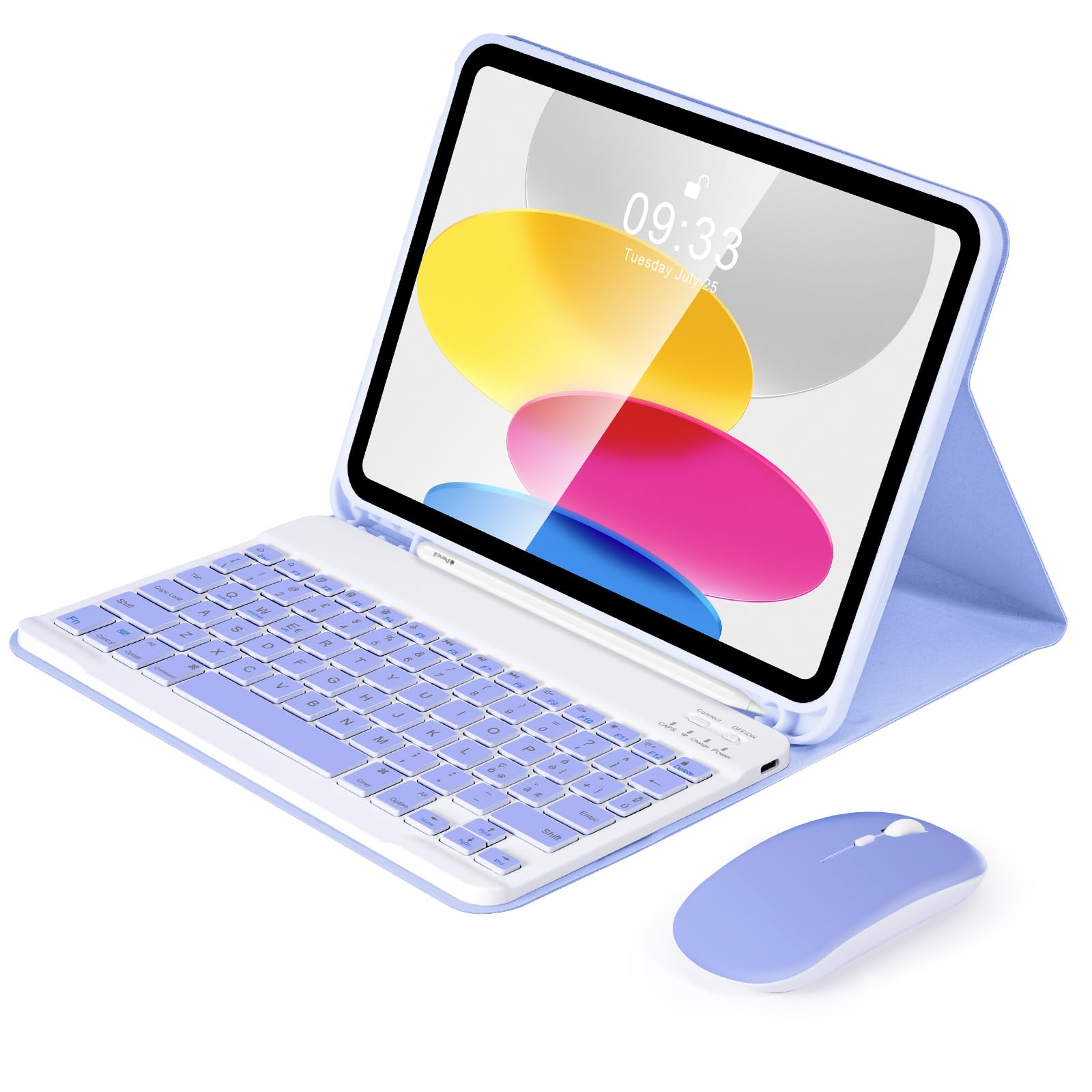 SOPPY Custodia con Tastiera e Mouse per iPad 11a Generazione (A16) 11 Pollici 2025, 10a Gene 10,9 Pollici 2022, cover Protettiva Staccabile, con Slot per Penna Stilo, Layout Italiano - Viola