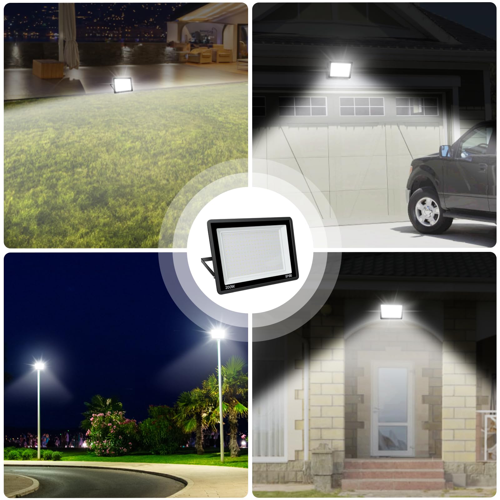 Blivrig 200 W LED Outdoor Spotlight Cool White 6500 K, 20000 LM Outdoor IP66 Waterproof LED Spotlight for Patio Paths - Image 3