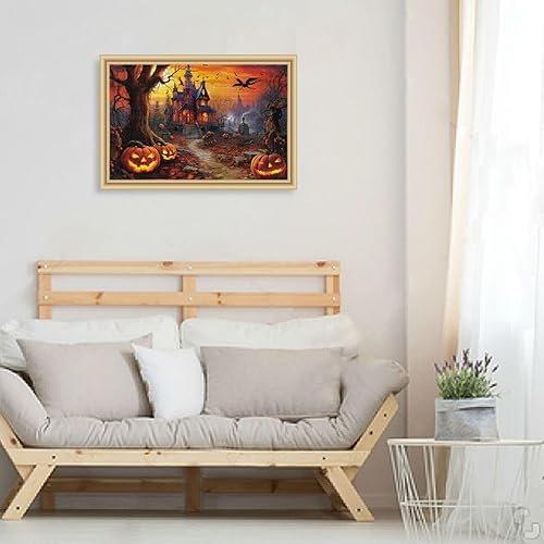 Miniatura 6 de Rompecabezas de calabaza de Halloween para adultos de 1000 piezas, rompecabezas colorido con bolsa de almacenamiento de malla, rompecabezas