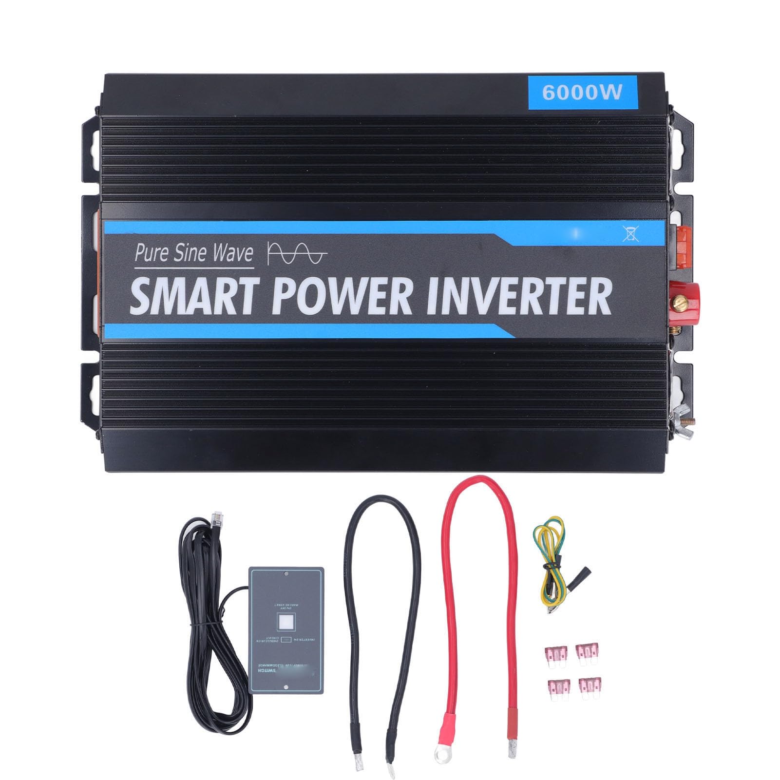 Inverter A Onda Sinusoidale Pura da 6000 W, Convertitore da 12 V CC A 220 V CA per Camper, Casa, Camion, Veicoli, Barca, Adattatore per Auto con Porte USB 5 V 2,4 A, 2 Prese CA