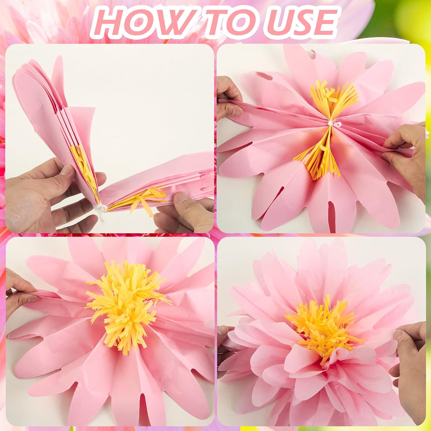 SUNBEAUTY 12 PCS Giant Paper Flowers Large Butterfly Party Decorations Pink Orange Large Tissue Paper Flower for Wall Hanging Butterflies for Birthday Spring Garden Wedding Backdrop Bridal Shower