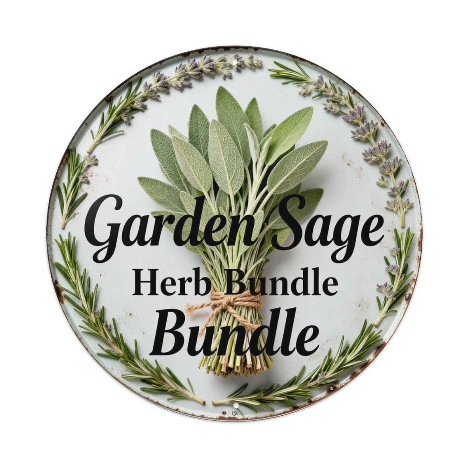 Garden Sage Herb Bundle Metal Tin Sign Plaque