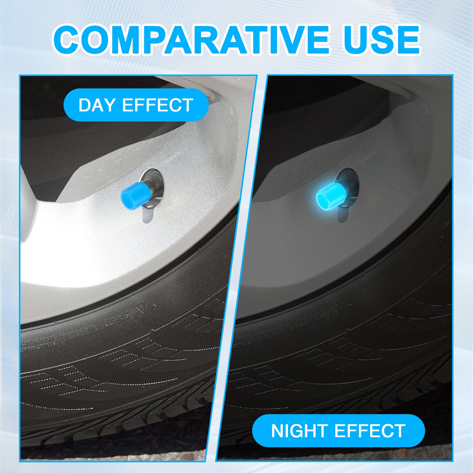 20 Pièces Bouchon Valve Pneu Voiture Lumineux,Capuchons Fluorescents Universels en Forme de Crâne Anti-Poussière pour Tige de Valve,Accessoire Décoratif Lumineux pour Voiture,Camion,SUV,Vélo et Moto - 5