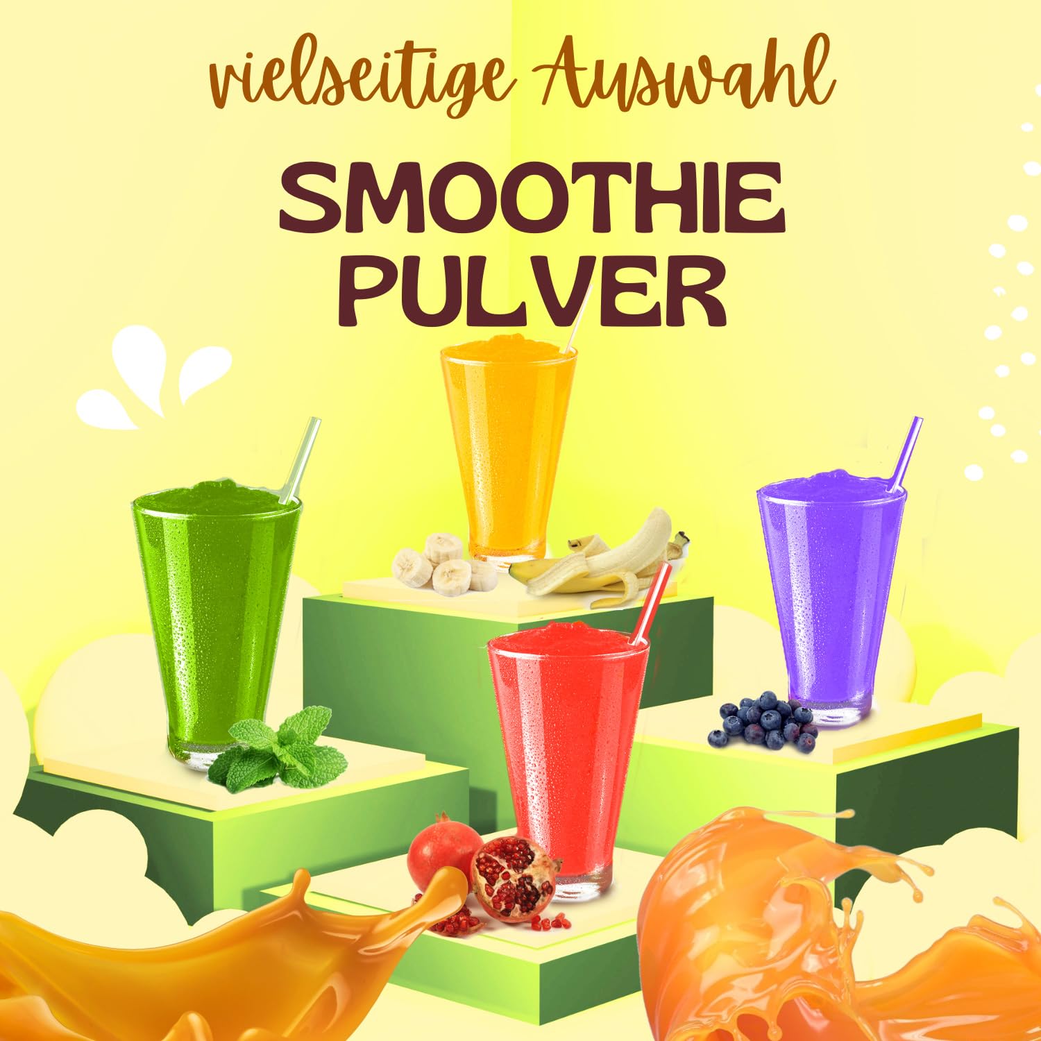 Gino Gelati Kaugummi Smoothie Pulver verschiedene Varianten und Größen verfügbar, schnelle und einfache Zubereitung, Mischverhältnis 1 : 8, Made in Germany, Vegan (1 Kg, Rosa)