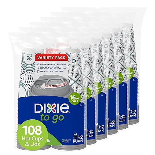Dixie To Go Paper Coffee Cups With Lids, 16 oz,
