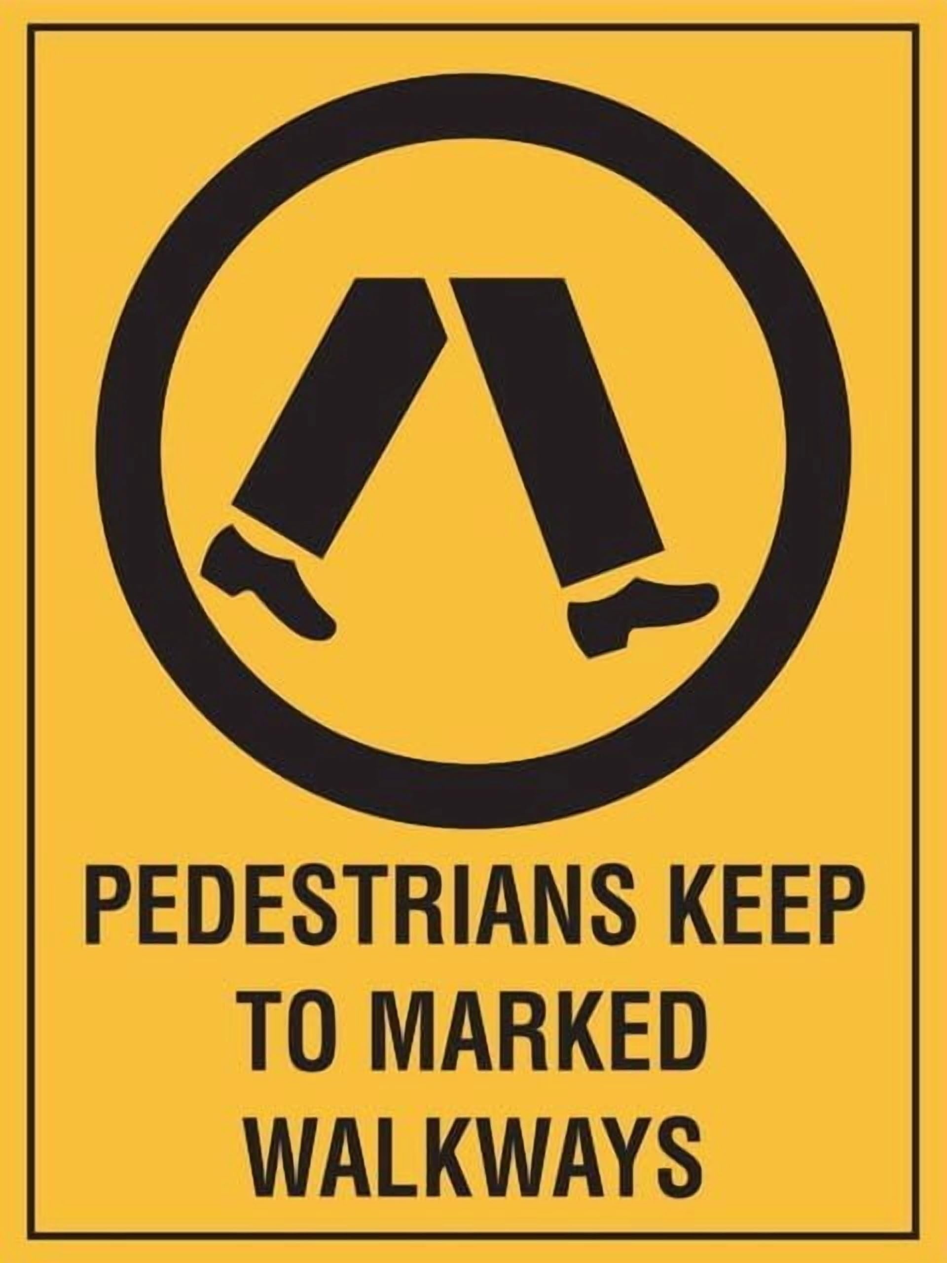 (2-Pack) Metal Tin Sign Pedestrians Keep To Marked Walkways Sign Restriction Alert Attention Caution Warning Notice 8"X12" Sign Plate
