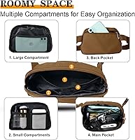 Vista 61 de Cangurera cruzada para mujer, mini bolsa para cinturón de 1 litro con correa ajustable de 32 a 51 pulgadas, bolsa de cintura pequeña para viajes