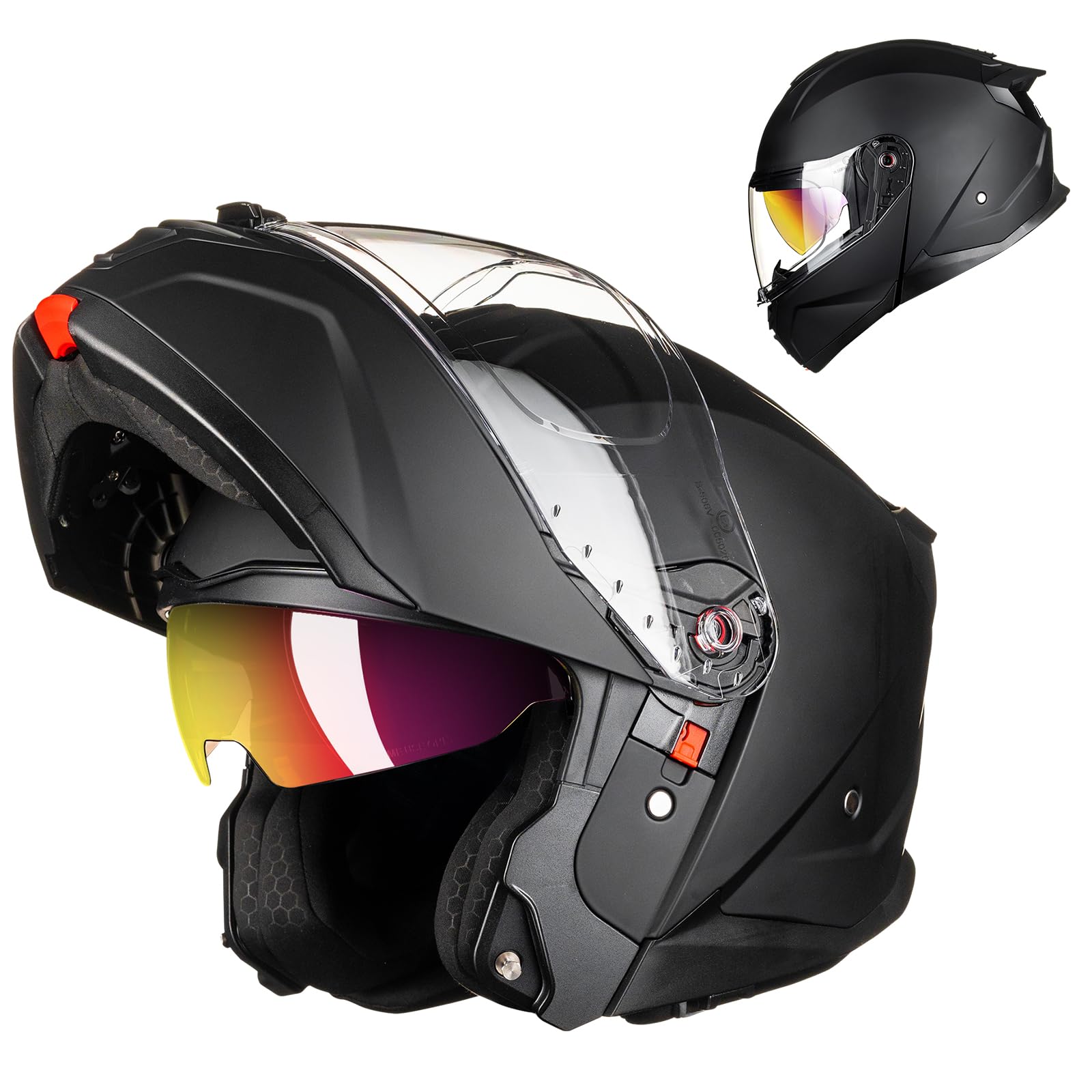 ILM Klapphelm Motorradhelm Integralhelm Herren Damen Modular Full Face Flip Up ECE22.06 DOT Motorrad Street Racing Modell B-711