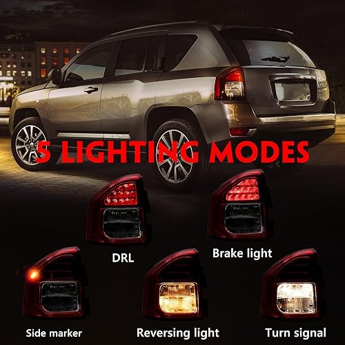 Miniatura 4 de Huray Luz trasera izquierda para Jeep Compass 2014-2017 lado del conductor, lámpara trasera izquierda, montaje de lámpara de freno, accesorio de