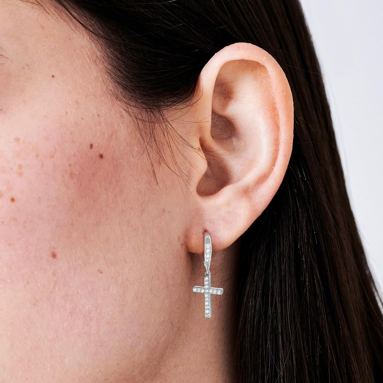 14K Gold Earring Cross Waterdrop Butterfly Heart Knot Earrings for Women Gold Silver Cross Leverback Drop Gold Silver Teardrop Hoop Dangle Earring White Gold Dangle Drop Earring - Image 3