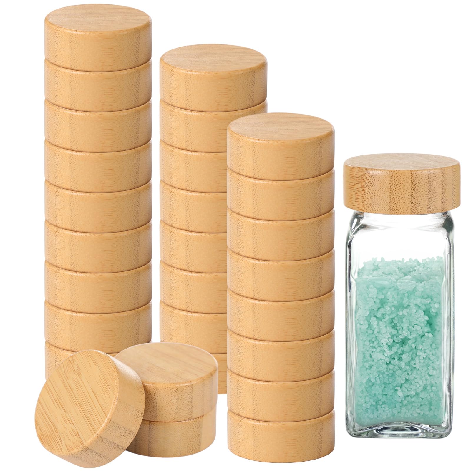40 couvercles en bois pour bocaux, couvercles hermétiques pour bocaux à épices de 4 oz, diamètre intérieur 1,6 pouces, modèle réutilisable bois-plastique, fermeture soignée pour la cuisine