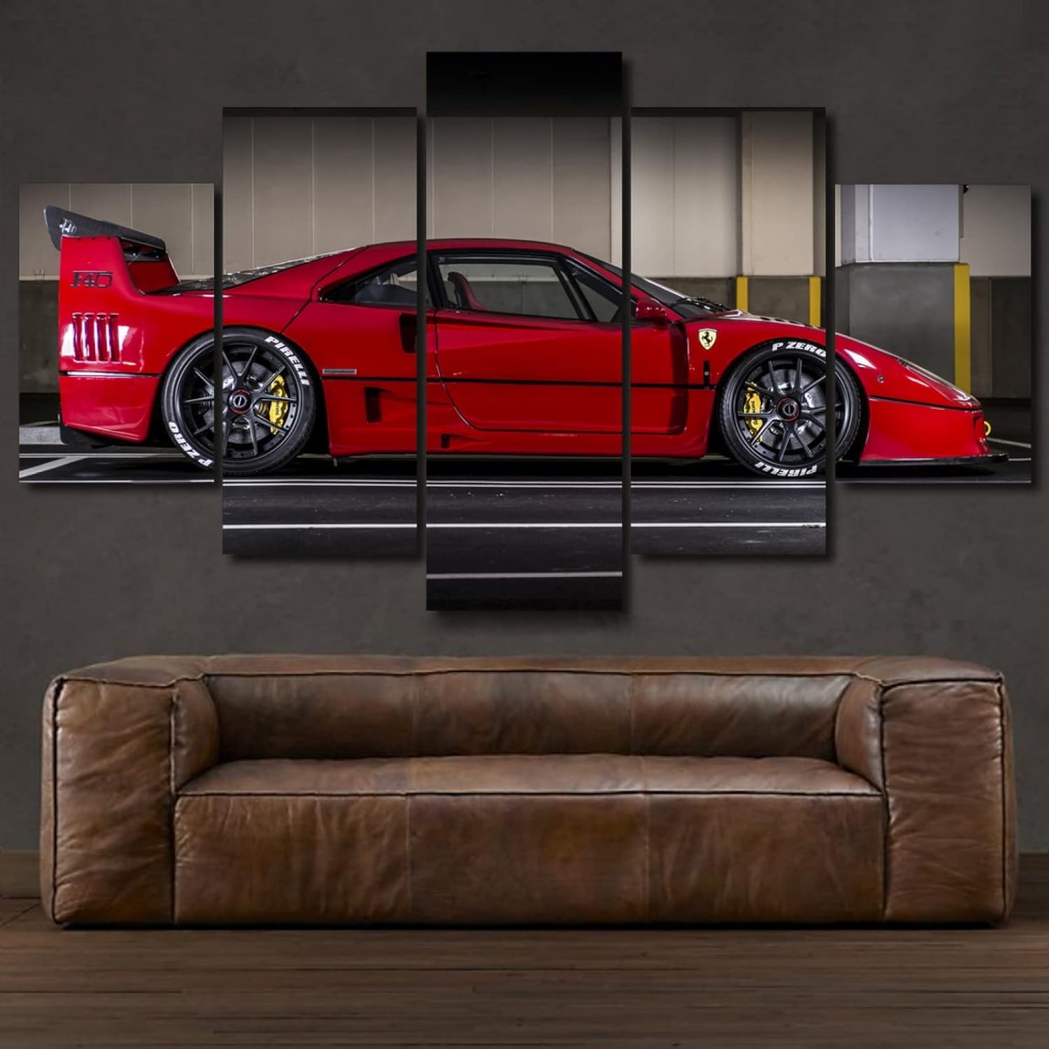 AZBESCZ Lienzos decorativos cuadros pared lienzo Ferrar F40 Coche arte de pared de lienzo 5 piezas cuadros decoracion salon modernos cuadros para dormitorios