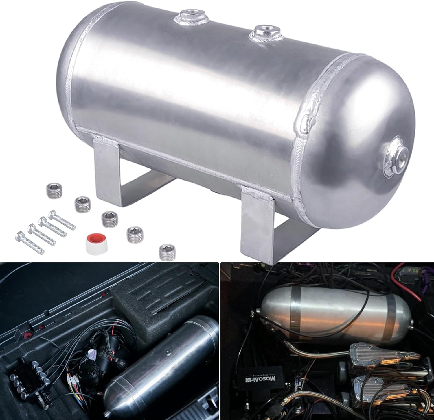 1.6 Gallon Air Tank Aluminum 6 Liter 200 PSI Air Compressor Onboard System 12V 1/4NPT for Train Truck Trailer Train Auto Air Lift Suspension Heavy Duty Air Horn Compressor