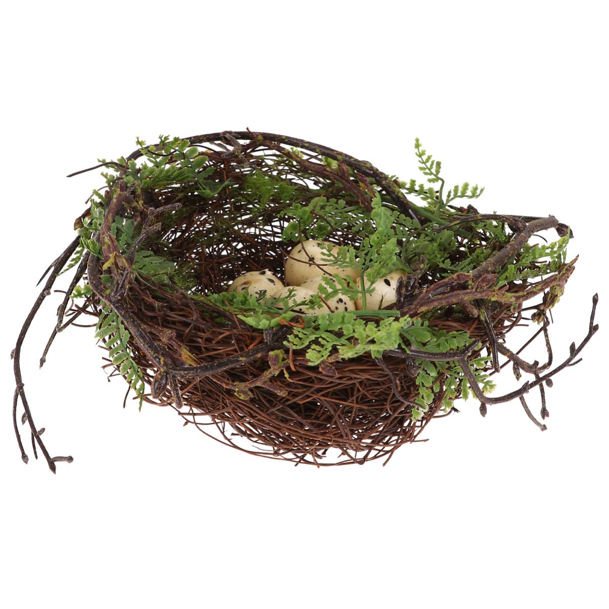 Yardwe 7.9 Inch Handmade Bird Nest with 5 pcs Fake Bird Eggs, Faux Decorative Crafts Nests, Dry Natural Bird House for Garden Yard Home Party Wedding Decor with Eggs