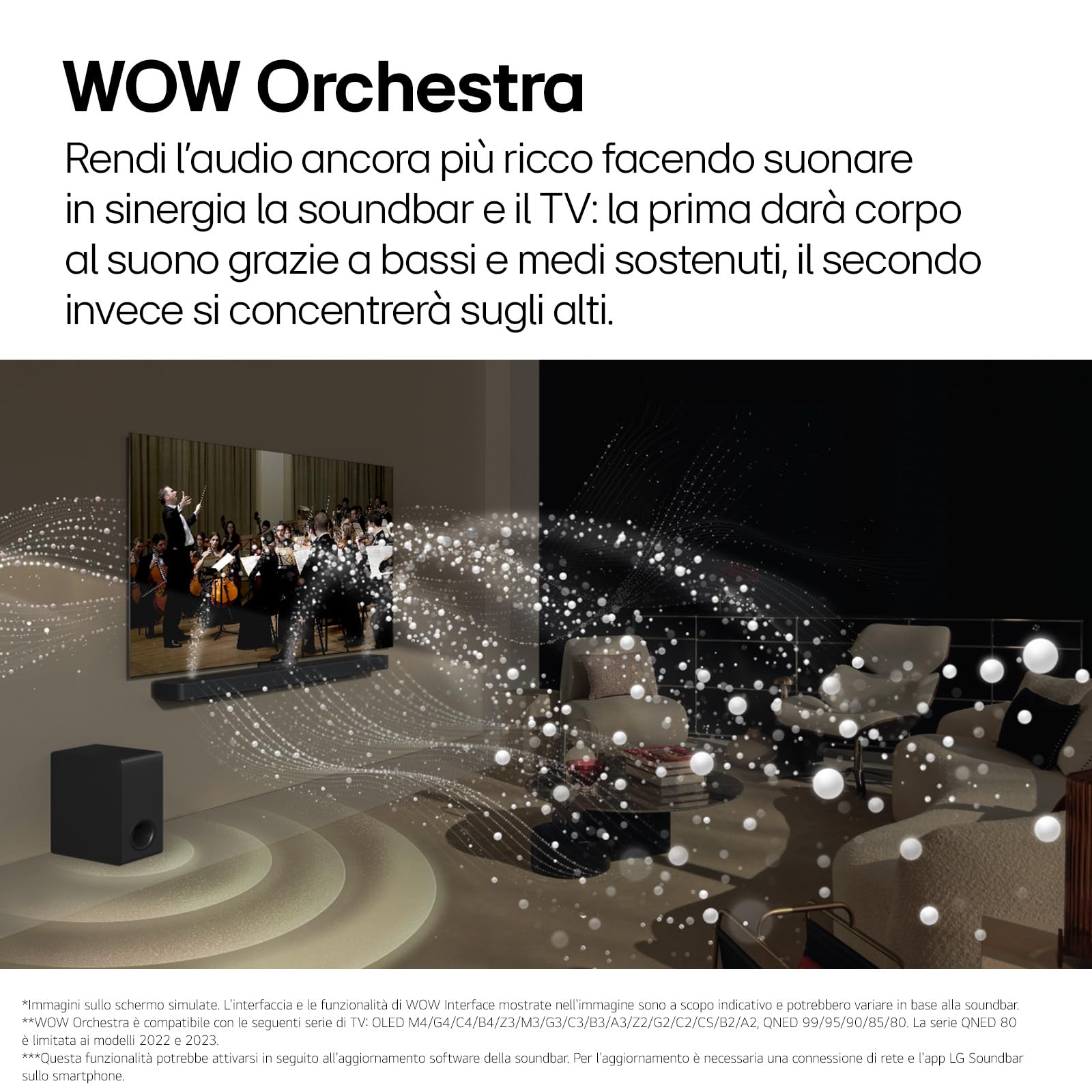 LG S90TY Soundbar TV 570W, 5.1.3 Canali con Subwoofer Wireless, 3 Canali Up-firing, AI Room Calibration Pro, Dolby Atmos, DTS:X, Bluetooth, Wi-Fi, Spotify Connect, Ingresso Ottico, USB, HDMI in/out