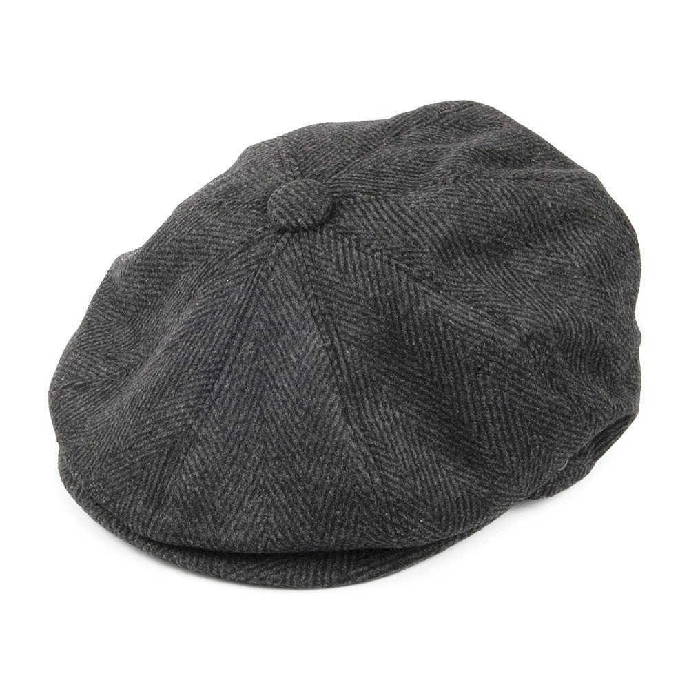 Jaxon & James Herringbone Newsboy Cap - Charcoal - Medium