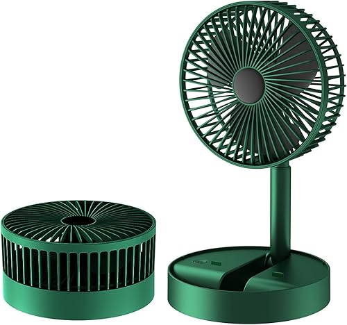 Miniatura 1 de MAESHOP Ventilador de escritorio portátil de 3 velocidades silencioso plegable recargable funciona con pilas USB para oficina viajes hogar