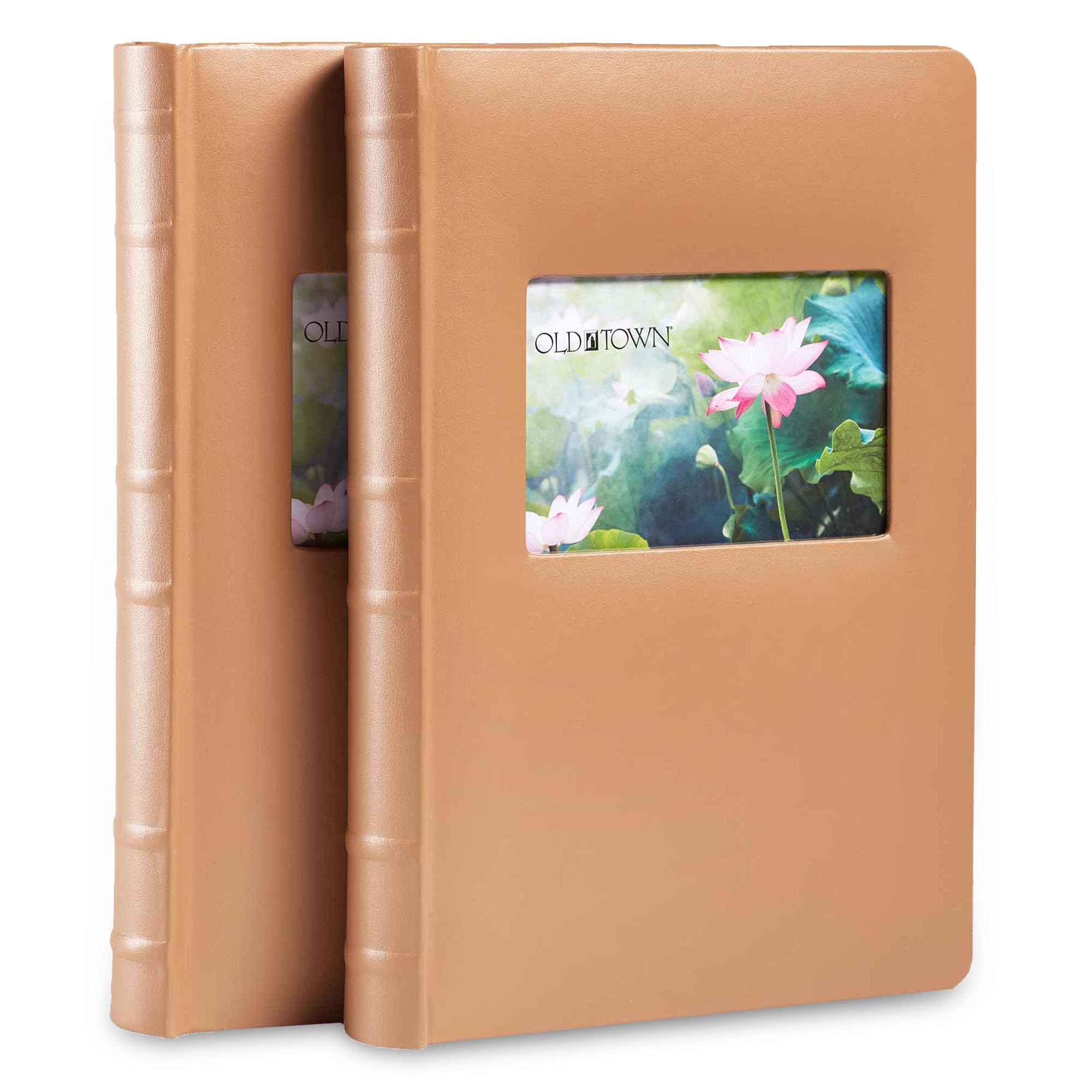 Old Town 2-Pack Bonded Leather Photo Albums, Photo Album 5x7 & 4x6 Slots, Caramel