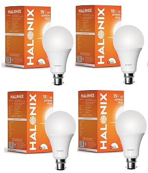 Halonix 15W LED Light Bulb | Cool Day Light (6500K) |Pack of 4|Energy Efficient| 4kv Surge Protection |100 Lumens per watt, B22