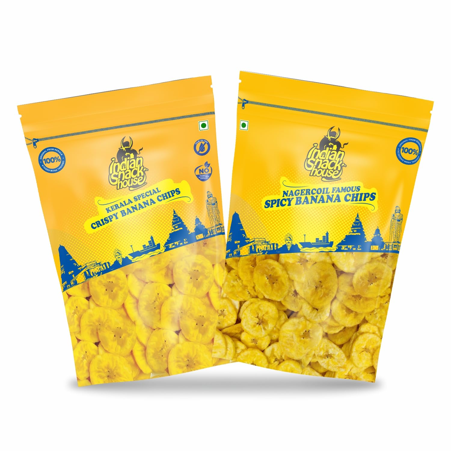 Indian Snack House Nagercoil Spicy Banana Chips |2 Pack Combo 400g| Nagercoil Nendran Chips 200g | Palakkad Coconut Oil Banana Chips 200g | No Hand Touch | |No Palm Oil | No Preservatives| No Artificial Color or Chemicals| (2X200g) (B0D7VLBZBN) Amazon Price History, Amazon Price Tracker