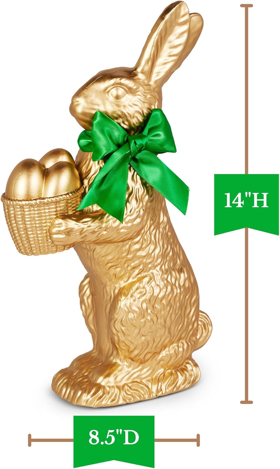 14" Gold Bunny with Egg Basket