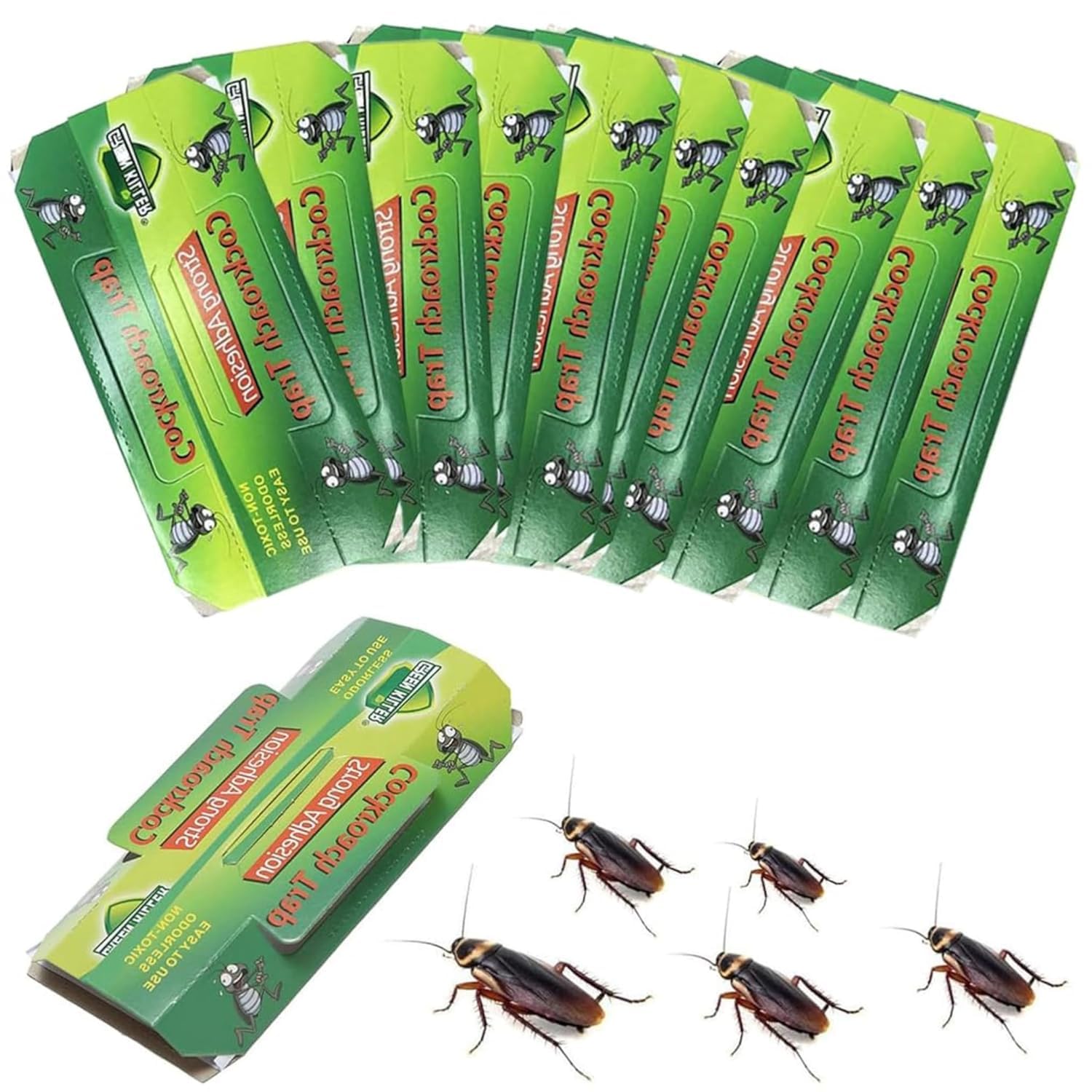 Cockroach Trap Sticky Glue Boards, Strong Adhesive Roach Catcher, Non-Toxic Foldable Pest Control for Kitchen, Bathroom, Bedroom, Office & Cabinets, Pack of 10-image-6