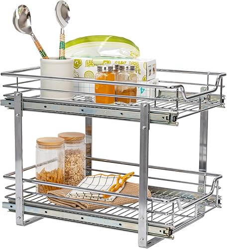 Vista 70 de Household Essentials Glidez - Organizador multiusos de acero cromado extraíble y deslizante para utensilios de cocina y utensilios para hornear