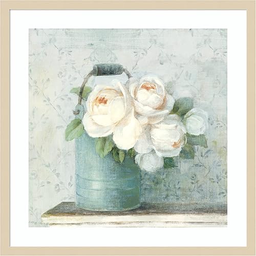 Miniatura 12 de Amanti Art Lienzo decorativo para pared, 36 x 36 pulgadas, diseño de rosas de junio I blanco y azul por Danhui Nai, arte de pared de naturaleza Búho