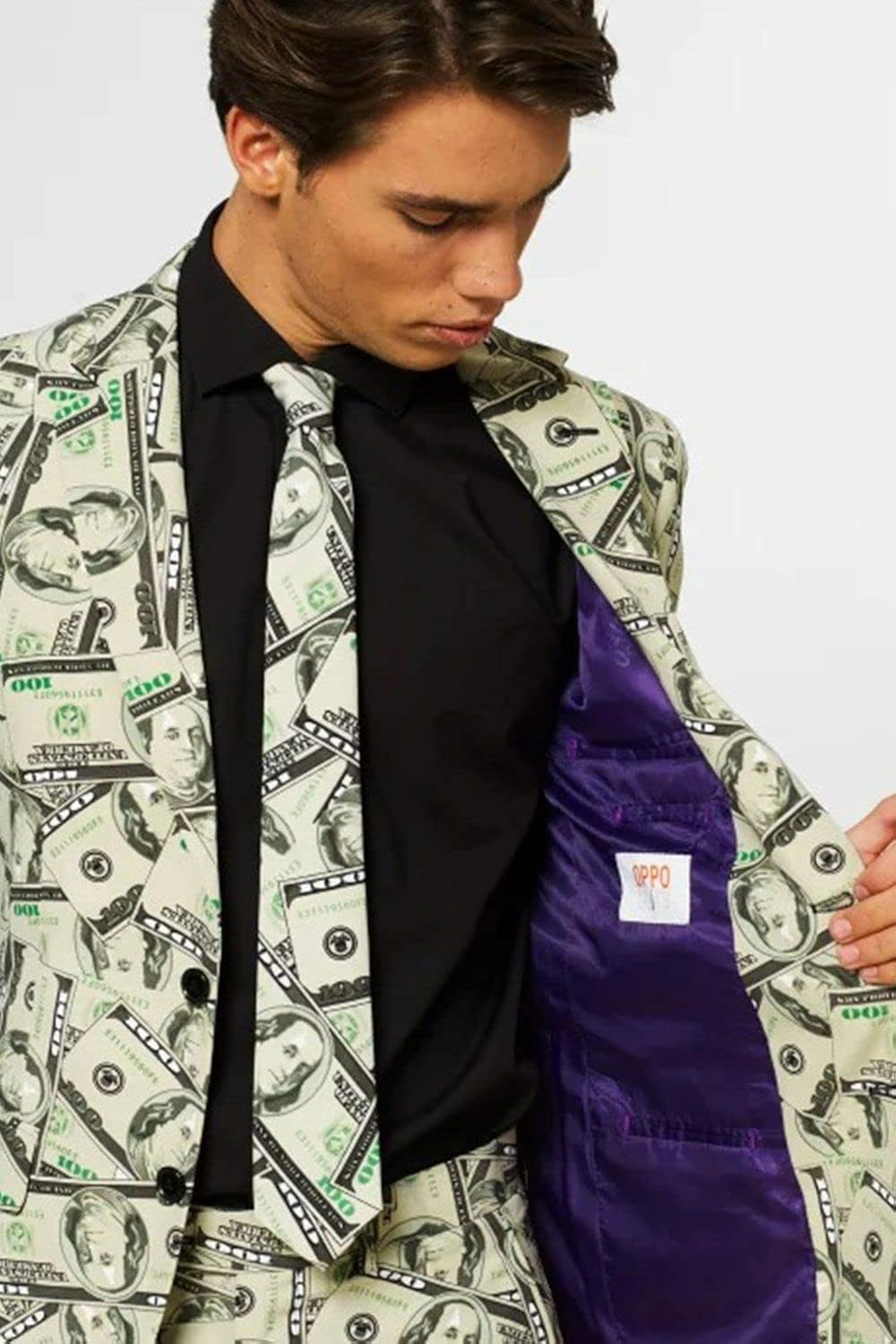 Vista 3 de OppoSuits Disfraz de Cashanova para hombre, Negro