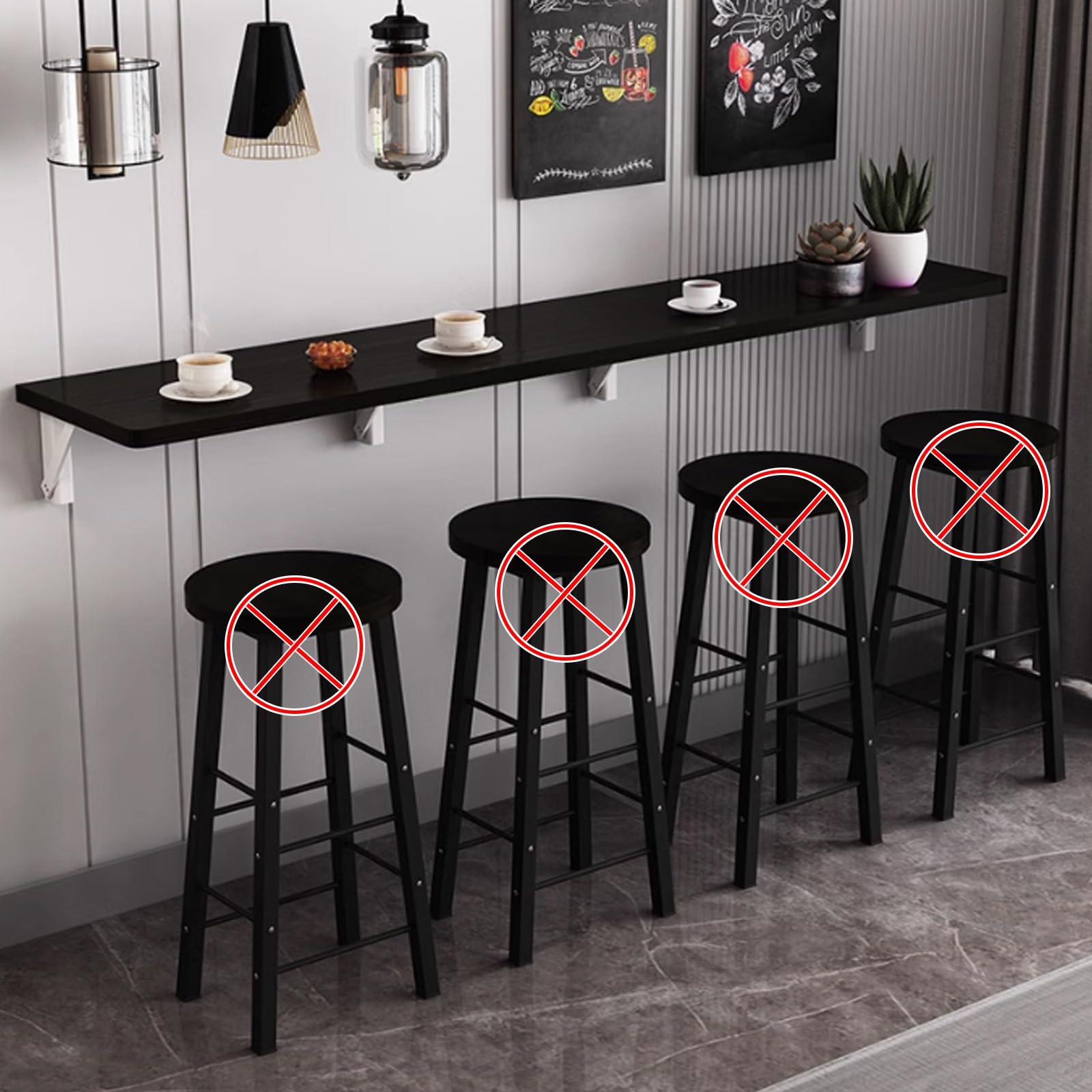 Table de salle à manger murale pliante en bois noble, support stable haut de gamme