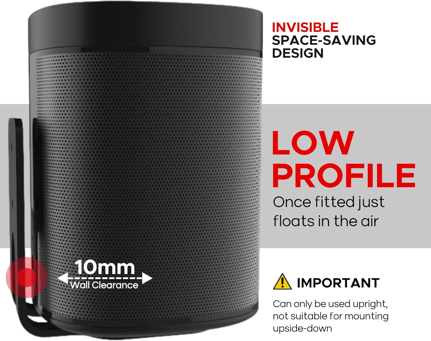 Sound Bass ONE, ONE Gen 2, ONE SL & Play:1 Wall Mount Bracket, Twin Pack [2pcs], Black, Compatible with Sonos ONE, ONE Gen 2, ONE SL & PLAY1 Speaker - Image 3