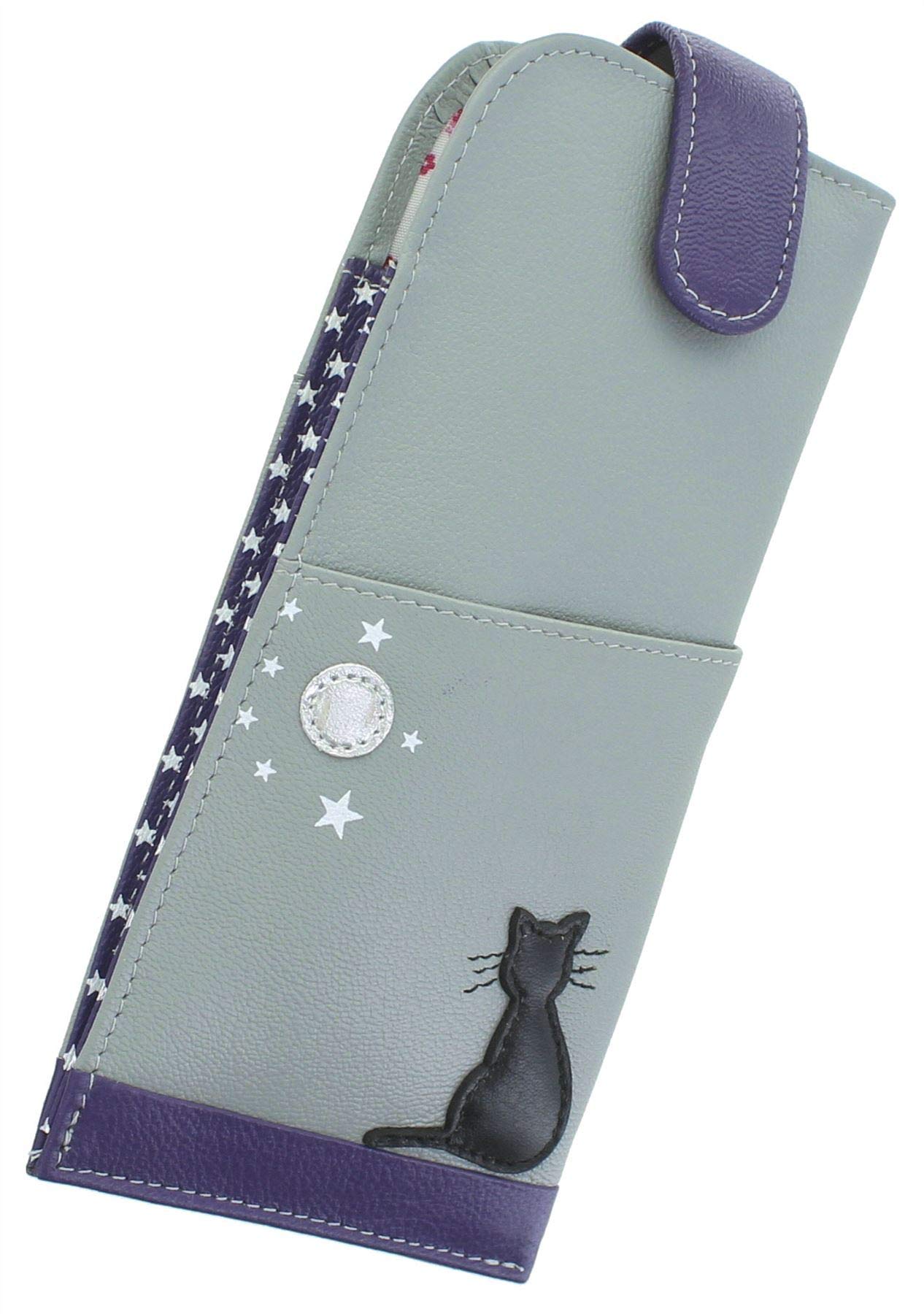 Mala Leather Grey Midnight Collection Soft Slim Leather Glasses Case 5152_35