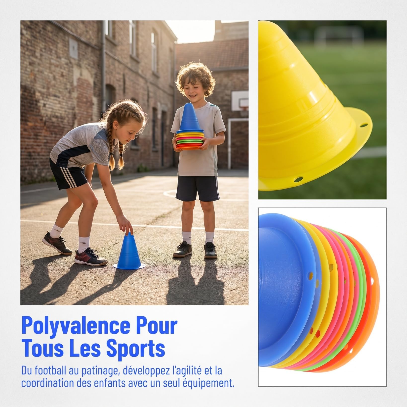 POPETPOP 12 PièCes CôNes D'Agilité Empilables Plastiques LéGers pour Enfants Mini CôNes De Football Et Patinage Roller Exercices De DextéRité Et EntraîNement Sportif