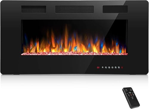 Miniatura 6 de Chimenea eléctrica Finefind empotrada, ultra delgada, de 3.8 pulgadas de inserción, montada en la pared o encastrada, de fácil instalación con mando