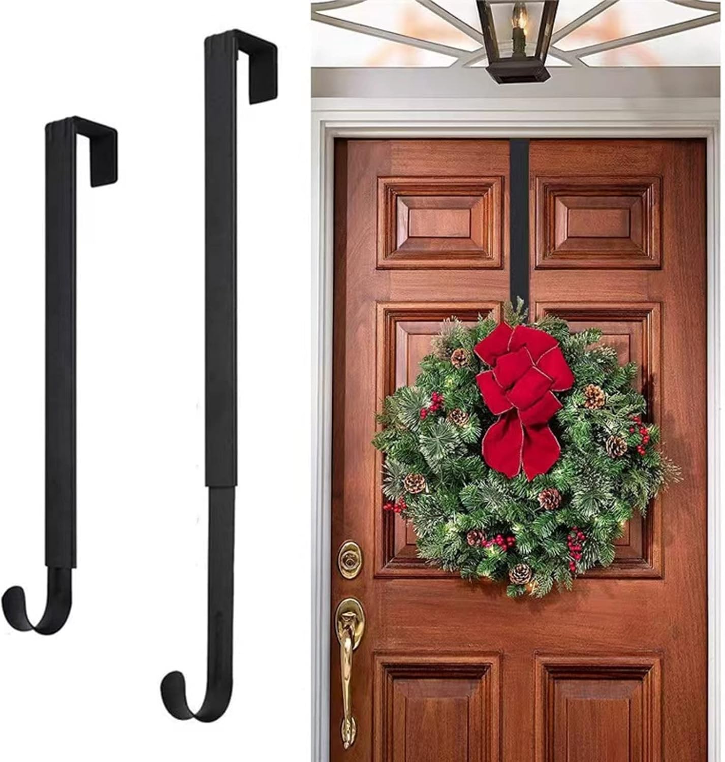 YHMHOG Wreath Hanger for Front Door Glass Door, Adjustable Over Door Wreath Hanger from 14.5" to 25" inch Wreath Hook, 20 lbs Larger Door Upgrade Wreath Hanger Christmas Fall Wreaths Decorations Hook : Home & Kitchen