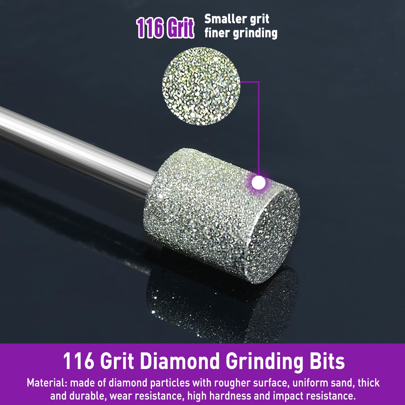 12Pcs Diamond Grinding Bit Set, Grit 116 Stone Carving Set Compatible with Dremel - Image 2