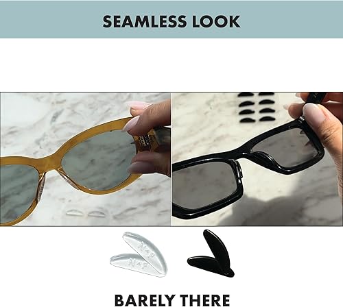 Miniatura 7 de NOSE FRIEND 10 pares (negro y transparente)  Almohadillas de nariz ADD Grip para gafas  Antideslizantes  Puente de nariz pequeño  (5 pares negros y