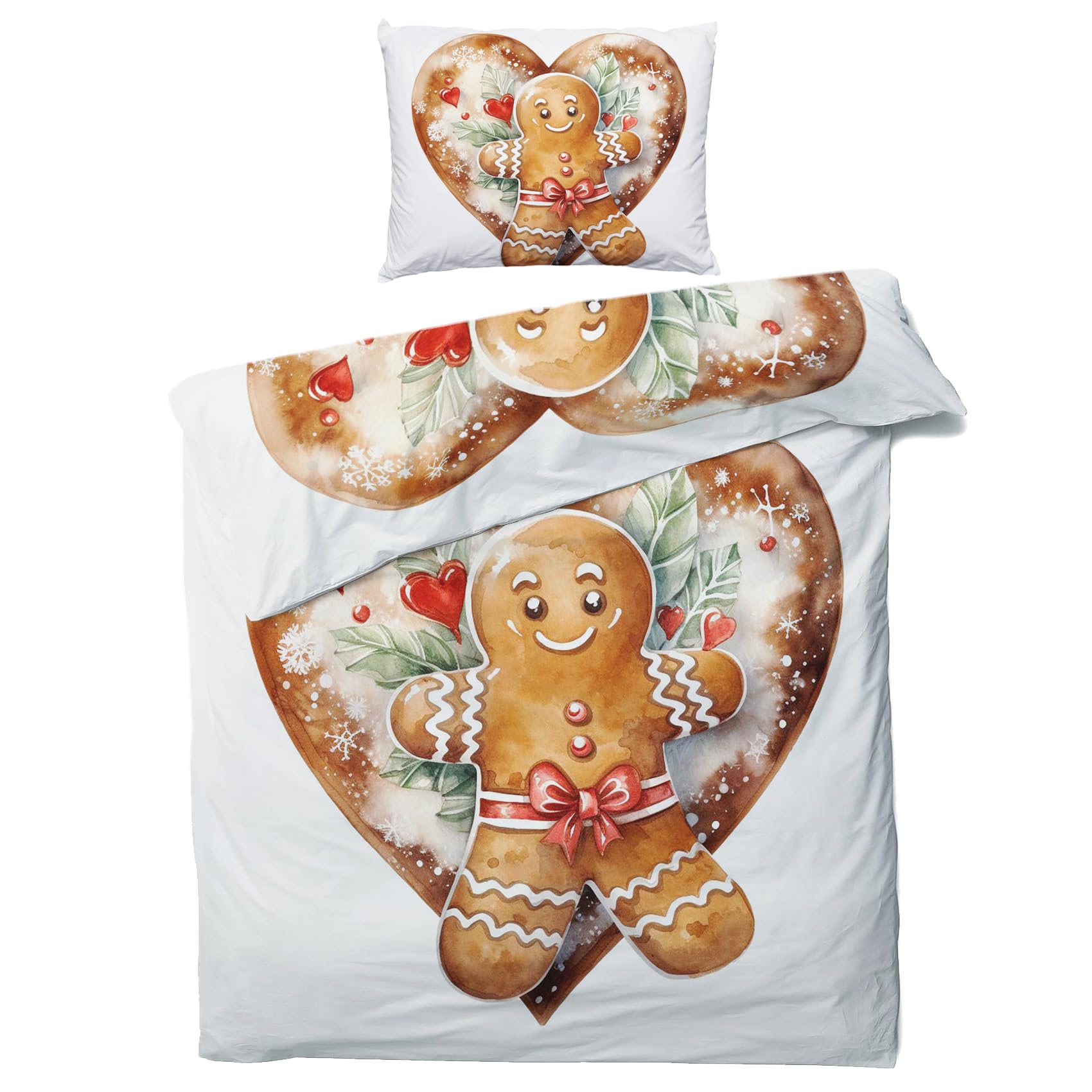 Housse De Couette 220X240 Adulte Cerf Flocon Neige Parure Lit 2 Personnes En Microfibre 3D