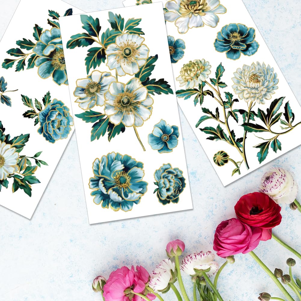 Decalcomanie Fiori Bianchi Per Mobili - Trasferimenti Vintage Per Pareti E Arredi | 4 Fogli - Foto 8