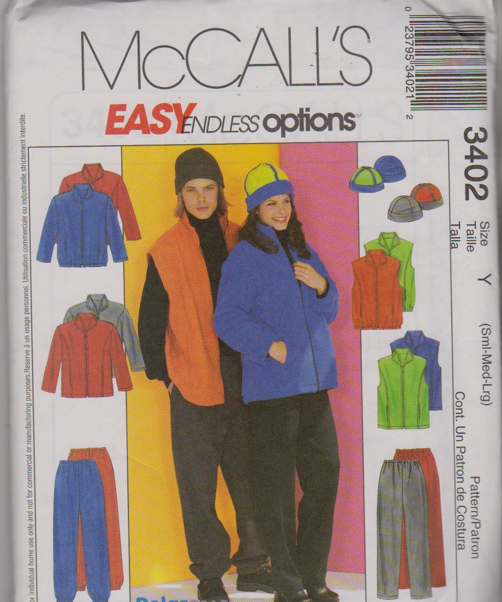 Veste et pantalon à enfiler McCall's M3402 : patron chapeau réversible gilet