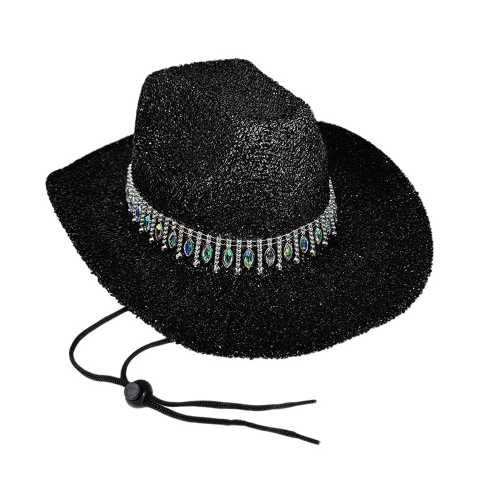 EYRMQWJPC Wide Brim Sun Hat, Women's Rhinestone Cowgirl Summer Western Wide Brim Sun Hat Multicolor(New5)