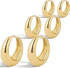 Gokeey Small Gold Hoop Earrings Set for Women,14K Gold Plated Hypoallergenic Lightweight Thick Chunky Gold Hoops Huggie Earrings for Women Trendy Jewelry