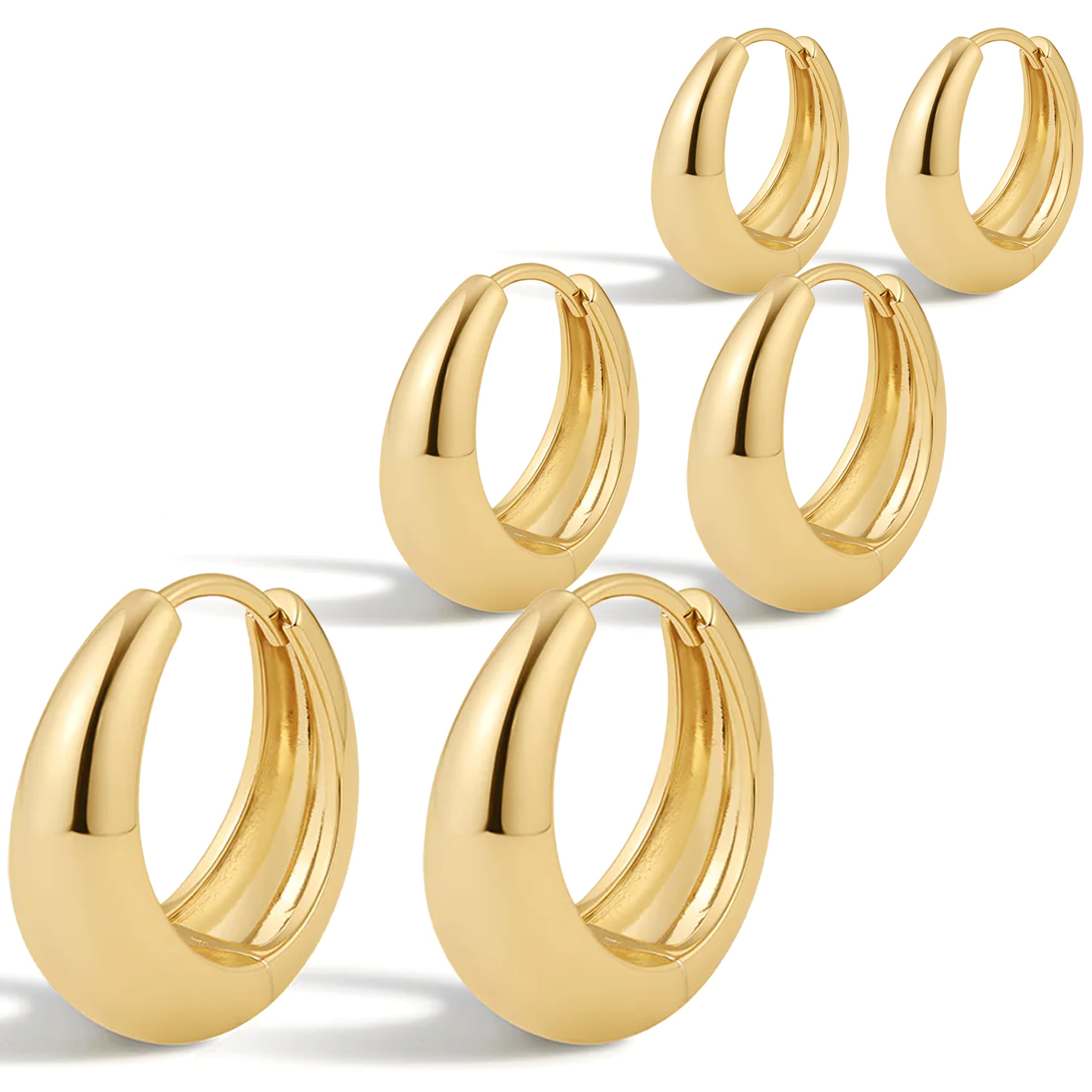 Amazon.com: Gokeey Small Gold Hoop Earrings Set for Women,14K Gold